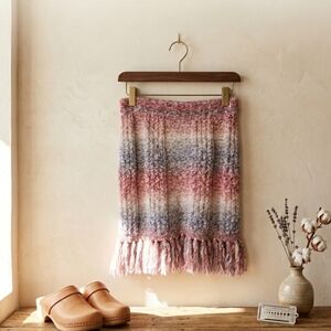 Scotch & Soda S NWT Knit Mini Skirt Fringe Hem Space Dye Red Blue Multi